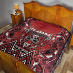 Aotearoa Te Arawa Quilt Maori Tribal Dark Red Paua Shell Pattern