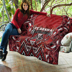 Aotearoa Te Arawa Quilt Maori Tribal Dark Red Paua Shell Pattern