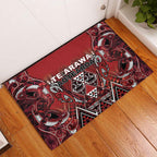 Aotearoa Te Arawa Rubber Doormat Maori Tribal Dark Red Paua Shell Pattern