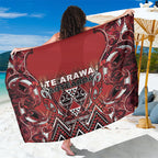 Aotearoa Te Arawa Sarong Maori Tribal Dark Red Paua Shell Pattern