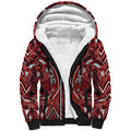 Aotearoa Te Arawa Sherpa Hoodie Maori Tribal Dark Red Paua Shell Pattern