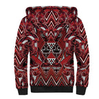 Aotearoa Te Arawa Sherpa Hoodie Maori Tribal Dark Red Paua Shell Pattern
