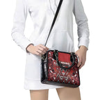 Aotearoa Te Arawa Shoulder Handbag Maori Tribal Dark Red Paua Shell Pattern