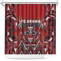 Aotearoa Te Arawa Shower Curtain Maori Tribal Dark Red Paua Shell Pattern