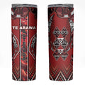 Aotearoa Te Arawa Skinny Tumbler Maori Tribal Dark Red Paua Shell Pattern
