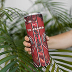 Aotearoa Te Arawa Skinny Tumbler Maori Tribal Dark Red Paua Shell Pattern