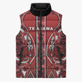 Aotearoa Te Arawa Sleeveless Puffer Jacket Maori Tribal Dark Red Paua Shell Pattern