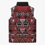 Aotearoa Te Arawa Sleeveless Puffer Jacket Maori Tribal Dark Red Paua Shell Pattern