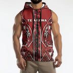 Aotearoa Te Arawa Sleeveless Zip Hoodie Maori Tribal Dark Red Paua Shell Pattern