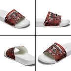 Aotearoa Te Arawa Slide Sandals Maori Tribal Dark Red Paua Shell Pattern
