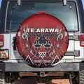 Aotearoa Te Arawa Spare Tire Cover Maori Tribal Dark Red Paua Shell Pattern