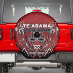 Aotearoa Te Arawa Spare Tire Cover Maori Tribal Dark Red Paua Shell Pattern