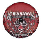 Aotearoa Te Arawa Spare Tire Cover Maori Tribal Dark Red Paua Shell Pattern
