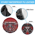 Aotearoa Te Arawa Spare Tire Cover Maori Tribal Dark Red Paua Shell Pattern