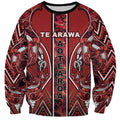 Aotearoa Te Arawa Sweatshirt Maori Tribal Dark Red Paua Shell Pattern