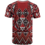 Aotearoa Te Arawa T Shirt Maori Tribal Dark Red Paua Shell Pattern