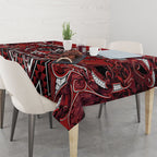 Aotearoa Te Arawa Tablecloth Maori Tribal Dark Red Paua Shell Pattern