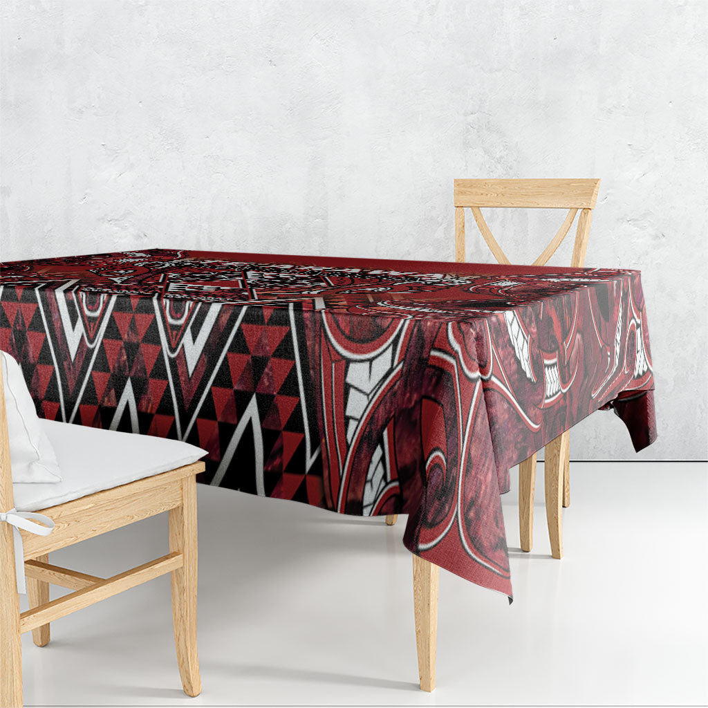 Aotearoa Te Arawa Tablecloth Maori Tribal Dark Red Paua Shell Pattern