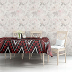Aotearoa Te Arawa Tablecloth Maori Tribal Dark Red Paua Shell Pattern