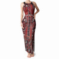 Aotearoa Te Arawa Tank Maxi Dress Maori Tribal Dark Red Paua Shell Pattern