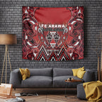 Aotearoa Te Arawa Tapestry Maori Tribal Dark Red Paua Shell Pattern