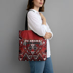 Aotearoa Te Arawa Tote Bag Maori Tribal Dark Red Paua Shell Pattern