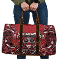 Aotearoa Te Arawa Travel Bag Maori Tribal Dark Red Paua Shell Pattern
