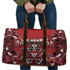 Aotearoa Te Arawa Travel Bag Maori Tribal Dark Red Paua Shell Pattern