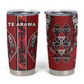 Aotearoa Te Arawa Tumbler Cup Maori Tribal Dark Red Paua Shell Pattern