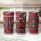 Aotearoa Te Arawa Tumbler Cup Maori Tribal Dark Red Paua Shell Pattern