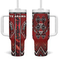Aotearoa Te Arawa Tumbler With Handle Maori Tribal Dark Red Paua Shell Pattern
