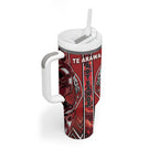 Aotearoa Te Arawa Tumbler With Handle Maori Tribal Dark Red Paua Shell Pattern