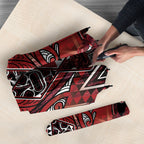 Aotearoa Te Arawa Umbrella Maori Tribal Dark Red Paua Shell Pattern