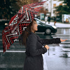 Aotearoa Te Arawa Umbrella Maori Tribal Dark Red Paua Shell Pattern