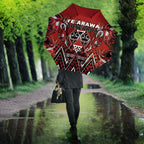 Aotearoa Te Arawa Umbrella Maori Tribal Dark Red Paua Shell Pattern