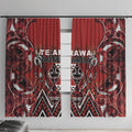 Aotearoa Te Arawa Window Curtain Maori Tribal Dark Red Paua Shell Pattern