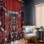 Aotearoa Te Arawa Window Curtain Maori Tribal Dark Red Paua Shell Pattern