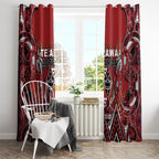 Aotearoa Te Arawa Window Curtain Maori Tribal Dark Red Paua Shell Pattern