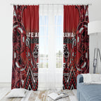 Aotearoa Te Arawa Window Curtain Maori Tribal Dark Red Paua Shell Pattern