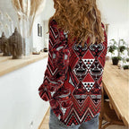 Aotearoa Te Arawa Women Casual Shirt Maori Tribal Dark Red Paua Shell Pattern