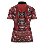 Aotearoa Te Arawa Women Polo Shirt Maori Tribal Dark Red Paua Shell Pattern