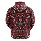Aotearoa Te Arawa Zip Hoodie Maori Tribal Dark Red Paua Shell Pattern