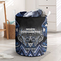 Aotearoa Tuwharetoa Laundry Basket Maori Tribal Navy Paua Shell Pattern