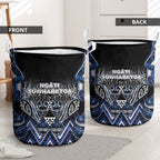 Aotearoa Tuwharetoa Laundry Basket Maori Tribal Navy Paua Shell Pattern