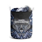 Aotearoa Tuwharetoa Laundry Basket Maori Tribal Navy Paua Shell Pattern