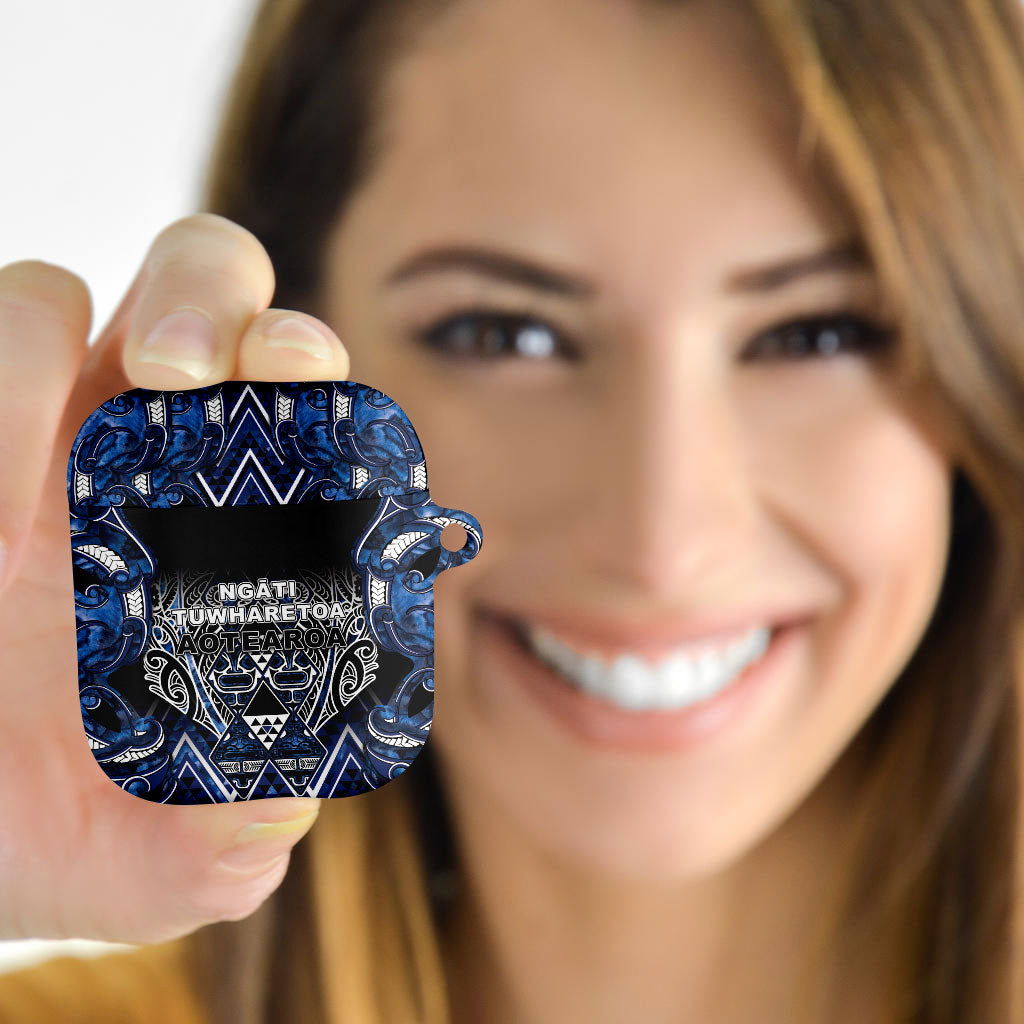 Aotearoa Tuwharetoa AirPods Case Maori Tribal Navy Paua Shell Pattern