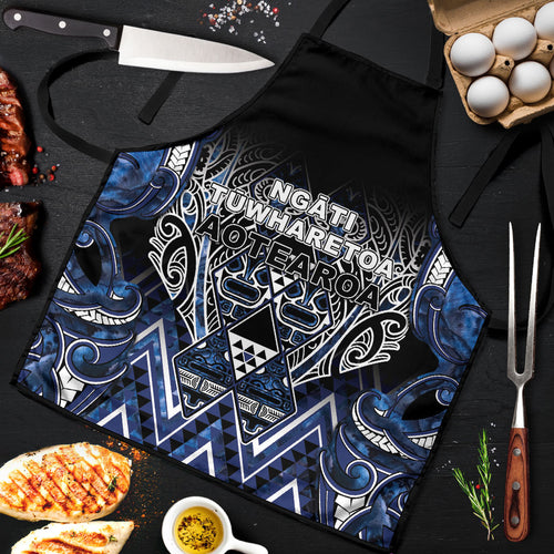 Aotearoa Tuwharetoa Apron Maori Tribal Navy Paua Shell Pattern