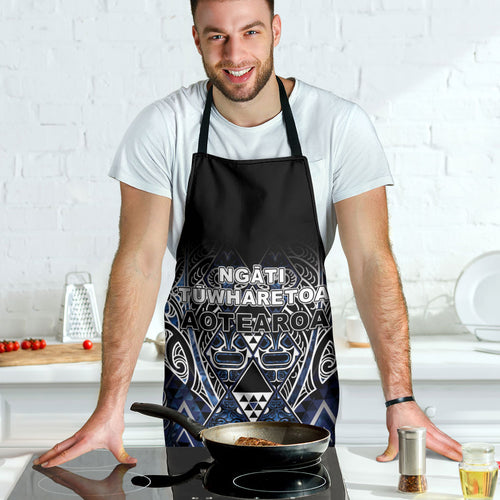 Aotearoa Tuwharetoa Apron Maori Tribal Navy Paua Shell Pattern