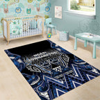 Aotearoa Tuwharetoa Area Rug Maori Tribal Navy Paua Shell Pattern