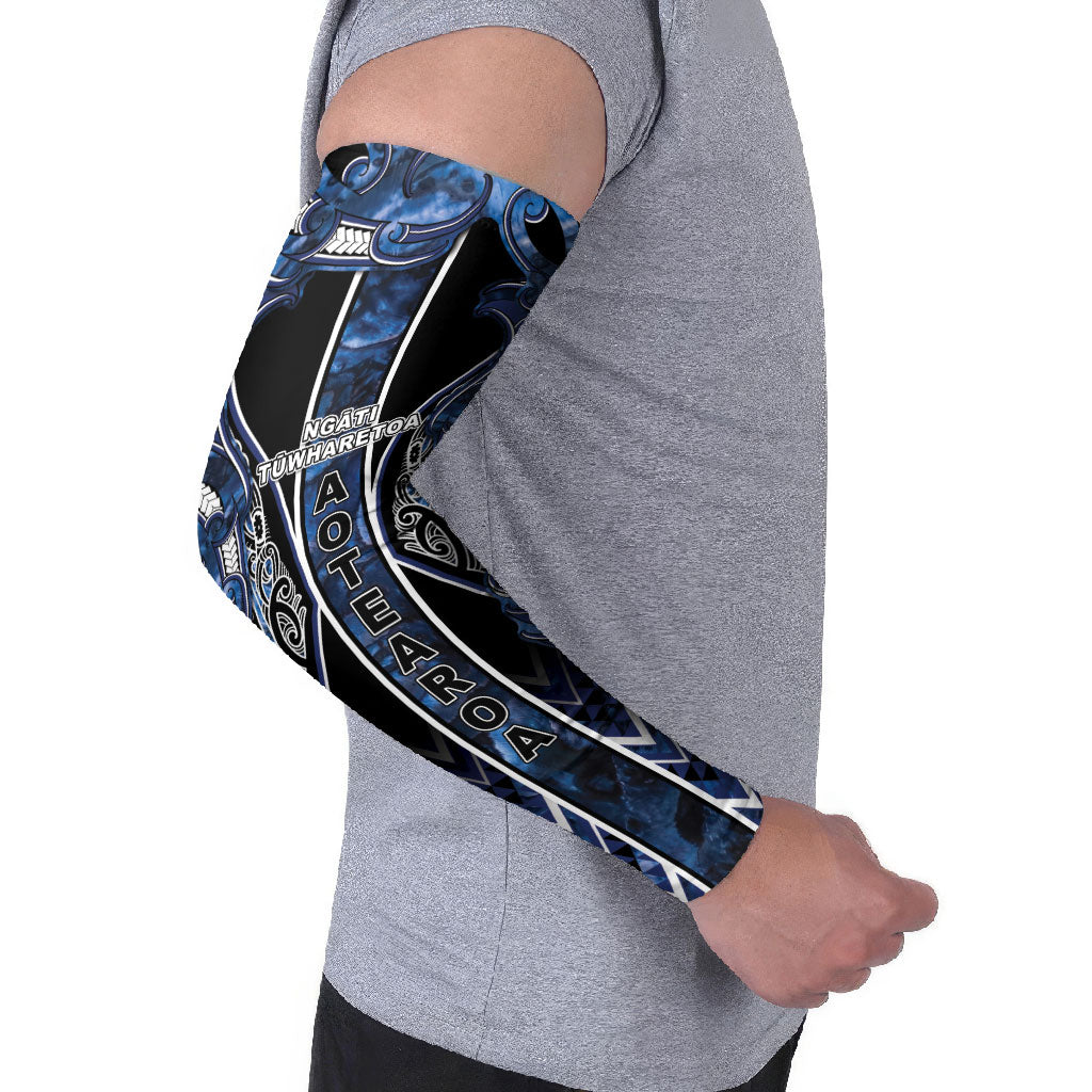 Aotearoa Tuwharetoa Arm Sleeves Maori Tribal Navy Paua Shell Pattern